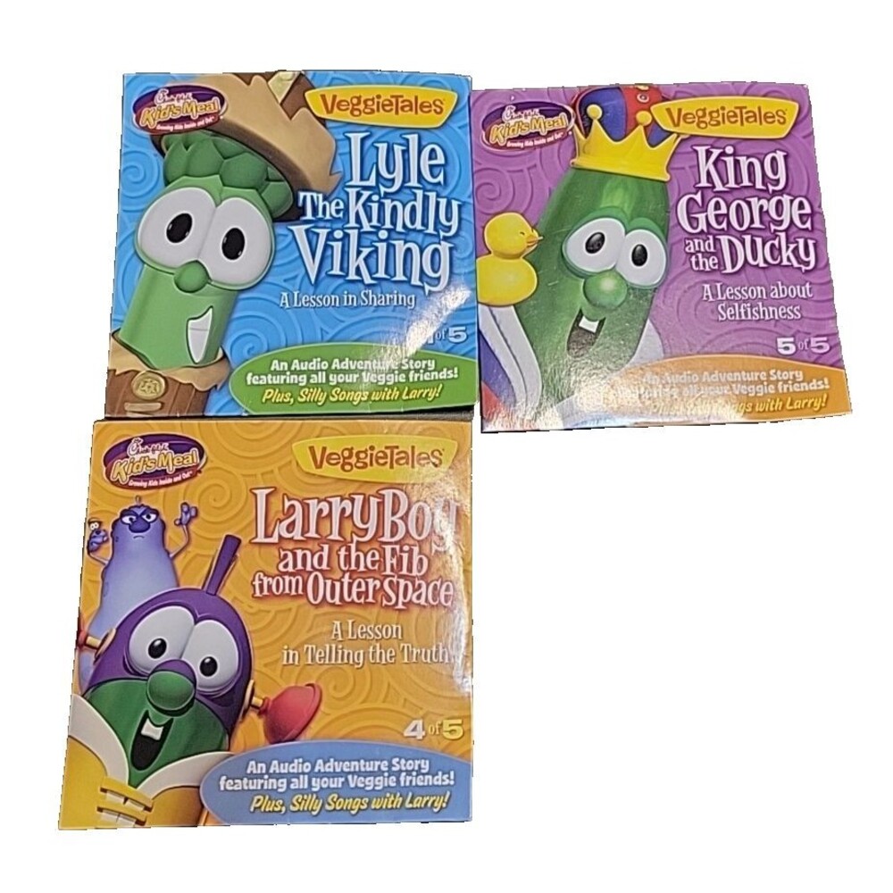 Lot Of 3 VeggieTales Chick fil-A CDs Christian Themed Morality Lessons Faith God